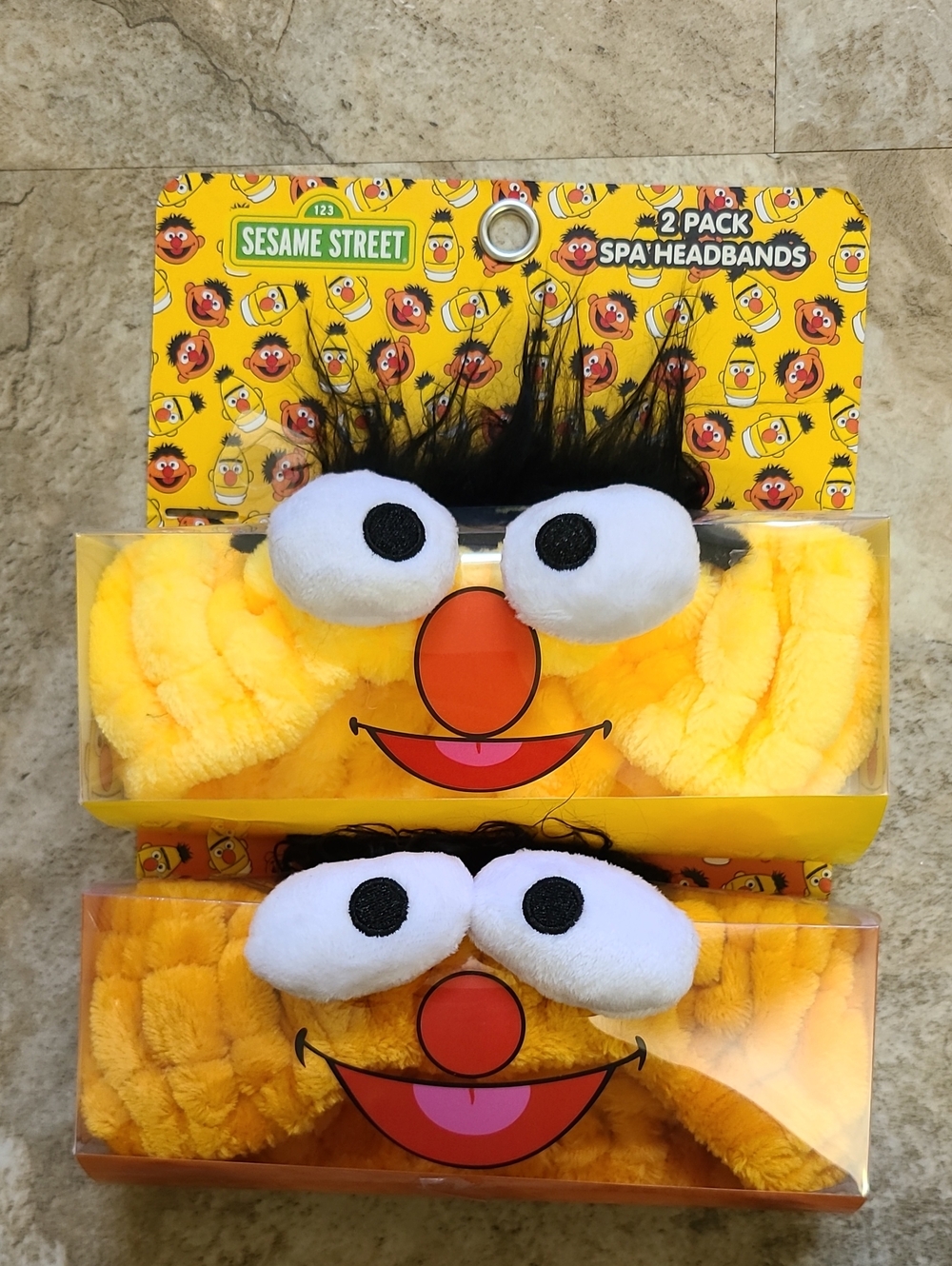 Sesame Street Bert and Ernie 2-Pack Hair Holding Spa Style Plush Headbands